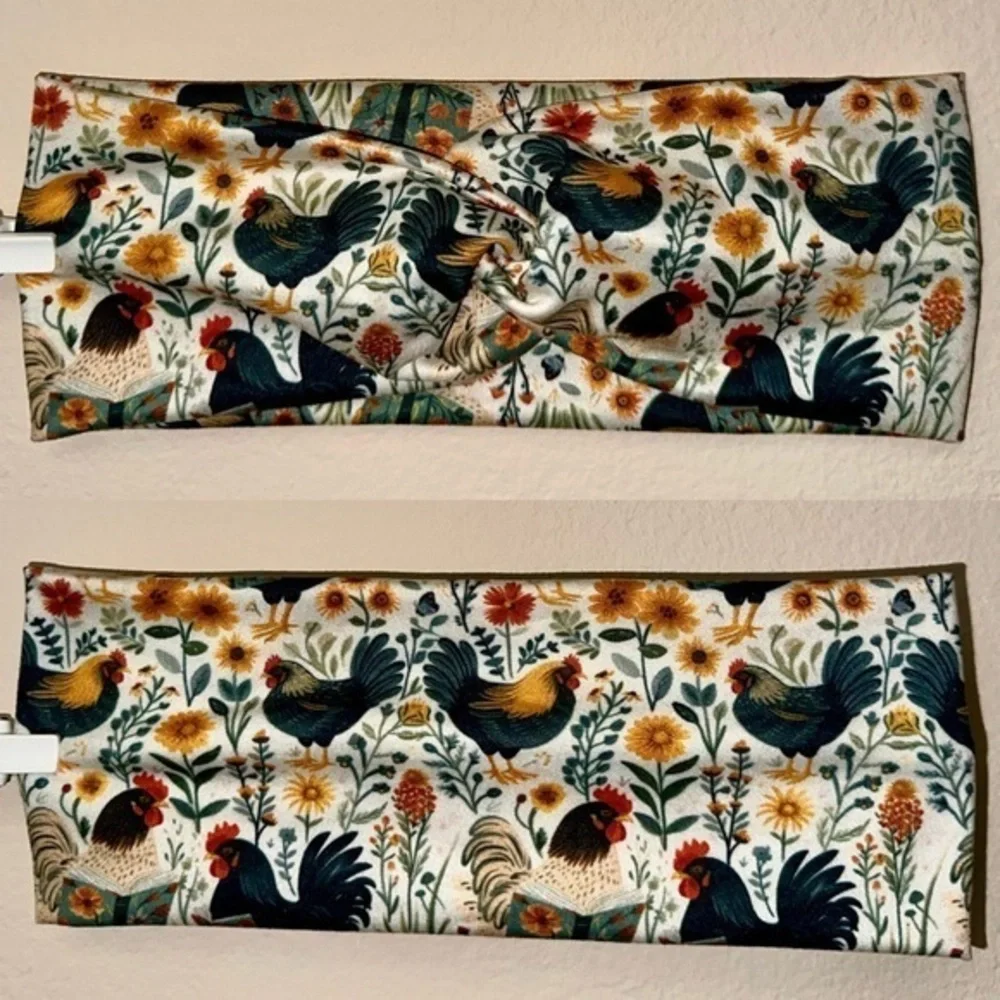 Chickens reading books twist front headband new
